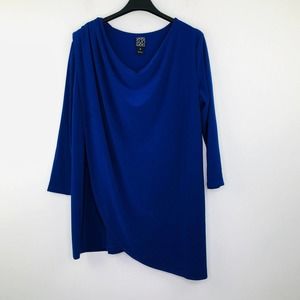 Ciara Sun Woo Women's XL Shirt Blue Asymmetric Layered Lagenlook Tunic Top AF3